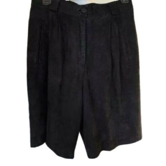 EREZ Pants - Erez Vintage Womens Shorts Size 8 Black Suede Leather Lined High Waisted USA